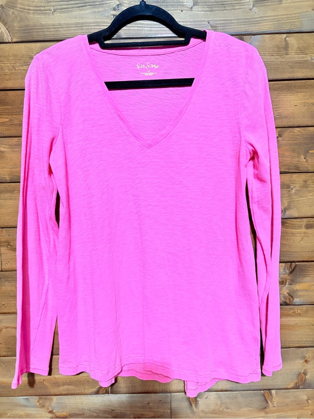 Lilly Pulitzer Hot Pink V-Neck Long Sleeve Top